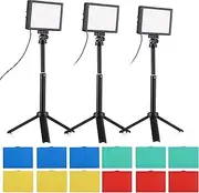 3 Packs 15W Video Light Set Desktop P graphy Fill Light Bi-Color Tempe ure Adjustable CRI95 USB Power Supply with Ex ble Tripod Color for Vlog Video ing Video Black 3 Packs