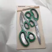 3 piece Set Titanium Coated Stainless Steel Scissors 9” 8” Utility 5¼" R/L Hand