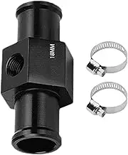 LeoLeozz Radiator Temperature Joint Pipe, Gauge Adapter, High-Density Aluminum Alloy Water Temp Joint Pipe Fits Most Cars (18mm,Black)