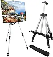 RRFTOK Artist Easel Stand, Aluminum Metal Adjustable Easel for Painting Canvases Height from 17 to 66 Inch,Carry Bag for Table-Top/Floor Drawing and Didplaying
