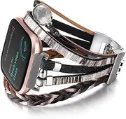 CHARMINGO Posh Leather Bands Compatible with Fitbit Versa 3&4 Bands/Fitbit Sense/Sense 2 Bands for Women Men, Multilayer Wrap Bracelet Wristband Boho Watch Strap for Fitbit Watch Band