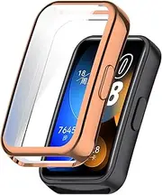 YKNIUFLY Case Compatible with Huawei Band 10 NFC, TPU Soft Silicone, All-Inclusive Protection, Watch Cover Compatible with Huawei Band 10 NFC.(Electroplated Rose Gold)