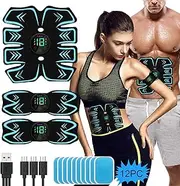 PAPOIYA Abs Stimulator,EMS Abdominal Muscle Stimulator Toner Abs Trainer Fitness Training Toning for/Waist/Leg/Arm/with 6 Modes 19 Intensities