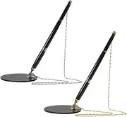TOGEVAL 2 Sets Levitating Ballpoint Pen with Chain and Base Stand for Desk Office Use Black Ink Stylish Signature Pens for Business Reception and Professional Settings