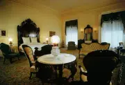 Shown here Lincoln Bedroom White House which decorated yellow 1962 Old Photo