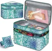 Double-Layer Sewing Accessories Carrying Bag with Wrist Pin Cushion for Threads