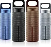 4 Pieces Portable Pill Container Bottle Air-Tight Accessory Case Waterproof Pill Holder Travel Pill Container to Hold Supplements for Outdoor Camping Traveling (Black, Light Blue, Silver, Brown)