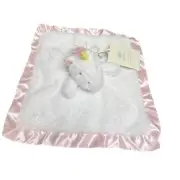 Cloud Island White Unicorn Plush Lovey Pink Satin Security Blanket 14x14 New