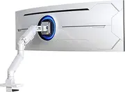 BEWISER Monitor Mount for 34-49 Inch White 1 Monitor Ultra Wide Curved Monitors and New 57 Inch Height Adjustable with Tilts and Swivels Robust Gas Spring from 5-20 kg VESA 75 x 75/100 x 100