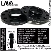 2PC 15MM THICK 5X120 72.56MM C.B WHEEL SPACER+10 14X1.25 BOLT FIT BMW MINI MODEL (for: BMW)