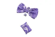 Mens Purple Paisley Matching Bow Tie, Pocket Square & Cuff Links Set