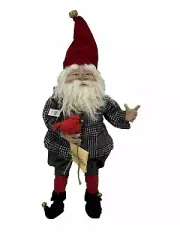 Melrose 25” Northern Woodland Posable Santa Gnome w/ Cardinal & Letters