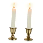 Vintage Candlestick Holder Decor: Gold Taper Candle Holders Set of 2 for