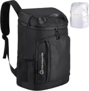 Collapsible Backpack Cooler Leak-Proof Waterproof Insulated 36 Can Black Bag