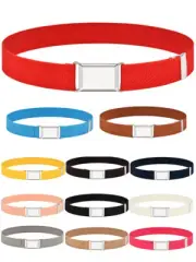 Kids Belt Canvas Waistband Easy Buckle Adjustable Stretch Waist Belt Solid Color
