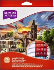 Derwent R33005 12ml Academy Acrylic Paint 24 Pack