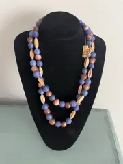 New With Tag Vintage CORO Double Strand Brown & Thread Beads Necklace