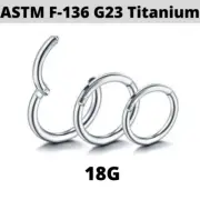 Implant Grade Titanium 18G Hinged Clicker Nose Ring Orbital Conch Tragus Hoop