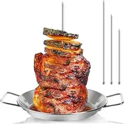Al Pastor Vertical Skewer for Grill - Stainless Steel Stand With Removable 3 Size Spikes (8", 10", 12") - Tacos Gyros BBQ Grilling Pan Accessory for Smoker, Kamado Grill, Oven
