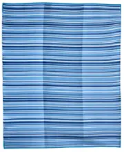 Zenith Blue Stripes Foldable Waterproof Large Camping Mat - 270 x 360 cm - Weatherproof Rug, Recycled Plastic, Sustainable, Eco Friendly UV Resistant, Durable Outdoor, Patio Rug, Fade Resistant