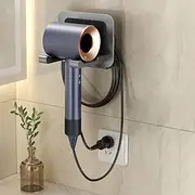 [GQOG] Hair Dryer Holder Adhesive Wall Mount Space Aluminum Blow Dryer Stand(Single Holder)