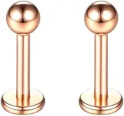 [Mils BeautyHeaven] Titanium Labret Studs – 14G (1.6mm) Hypoallergenic Titanium Jewelry for Monroe, Tragus, Cartilage, Lip & Medusa Piercings (2PCS, Multiple Sizes & Colors)