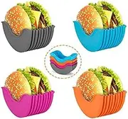 Reusable Burger Buddy - 4Pcs Hamburger Sandwich Holder Fixed Box Clip Rack With Silicone Sauce Ketchup Holder