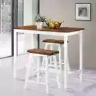 NNEVL Bar Table and Stool Set 3 Pieces Solid Wood