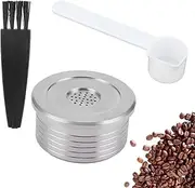 Coffee Capsule Pod Reusable Coffee Capsule with Spoon Brush Fit Multifunctional Stainless Steel Capsule for DELTA Q NDIQ7323 Coffee Maker Machine