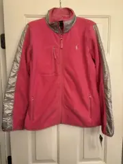 Youth girl Ralph Lauren pink/silver fleece jacket Size 16 XL New!