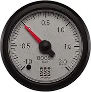STACK ST3381 Silver 52mm -1 to +2 Bar Universal T-Fitting Professional Stepper Motor Boost Pressure Gauge