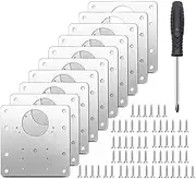 Stainless Steel Hinge Repair Plate 10pcs with Hole Plate Repair Easy Installation Hinges Plate Mounting Screws for Wooden Kitchen Cabinet Door Furniture Shelves (10)