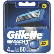 Gillette Mach3 Turbo Blades Refill 4 Pack New/Sealed