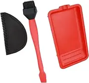 MsaHeuto 3Pcs Silicone Glue Tray and Brushes Kit Glue Applying Tools Wood Glue Applicators for Gluing Various Plates Woodworker, Red