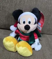 Just Play Christmas Winter Holiday Red Green Mickey Mouse Bean Bag Plush New 8"