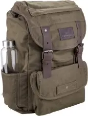 Waterproof Waxed Canvas Backpack for Men Travel Rucksack Leather Green