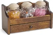 Odoria Dollhouse Spice Rack Miniature: 1/6 Scale Glass Jar Shelf for Kitchen Pantry Dining Room - Mini Shelving Container Bottle Seasoning Canister for Crafts Dark Brown