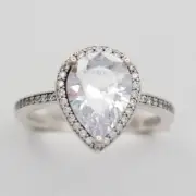 New Authentic Pandora Ring Sparkling Teardro Multiple SZ 196251CZ W Hinged Box