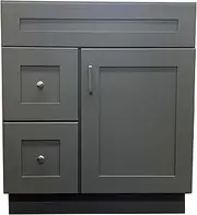 New Grey Shaker Single-Sink Bathroom Vanity Base Cabinet 30" Wide x 21" Deep GS-V3021DLR