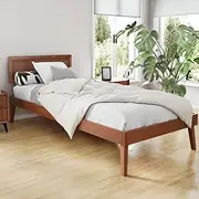 [Artiss] Single Bed Frame Platform Wooden Timber Frames Beds Base Bedroom Room Decor Home Furniture Oak for Kids, Toddler and Adult, Modern Design with Stable Legs and Storage Space Walnut