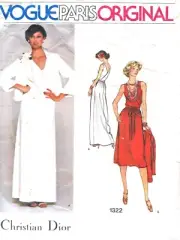 Vogue 1322 rare pattern Christian Dior 1970s size 14 evening dress jacket uncut