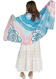 [Generic] Aboriginal Scarf - Light Chiffon, Rectangle - To the Skies - Australia, Aboriginal Art, Indigenous, Souvenir, Gift, Ladies Scarf