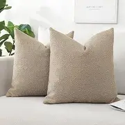 Artscope Pack of 2 Textured Boucle Cushion Covers Square Pillow Cases Cozy Soft Decorative Couch Pillow Covers for Chair Sofa Bedroom Living Room Home Decor 55x55cm, Camel