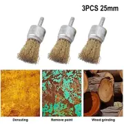 25mm Brass Wire Brush End Wire Brushes 6mm Shank Crimp Cup Set Kit New Practical
