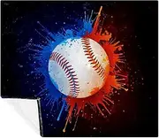 Baseball Ball Color Splash Fleece Blanket Twin Blanket - Soft Lightweight Plush Cozy - Perfect for Bed, Sofa, Couch, Travel, Camping, 59.0x78.7 inch