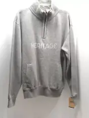 NWT MV Sport Heritage Sweatshirt L Gray 1/4 Zip Pockets Pro Weave Vintage Gift