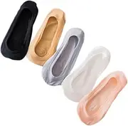 [DEARMAMY] No Show Socks for Women 5 Pack Thin Cotton Socks Breathable Non-slip for Flats Pumps Sneakers