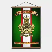 Australian Army Intelligence Corps Flag W/ Badge & Motto; Canvas Magnetic Hanger
