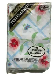 Tastemaker Standard Pillow Case Set 2 Floral Blue White Cottage No Iron US