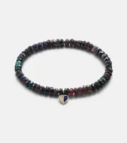 [Sydney Evan] Sydney Evan Heart 14kt gold charm bracelet with diamonds and opals One Size black